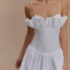Janis Cotton Frill Mini Dress – White