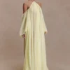 Janni Chiffon Maxi Dress With Hardware – Lemon Lime