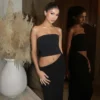Jasiel Strapless Knit Maxi Dress – Black