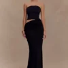 Jasiel Strapless Knit Maxi Dress – Black