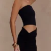 Jasiel Strapless Knit Maxi Dress – Black