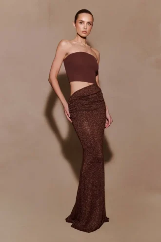 Jasiel Strapless Knit Maxi Dress – Chocolate