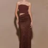 Jasiel Strapless Knit Maxi Dress – Chocolate