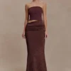 Jasiel Strapless Knit Maxi Dress – Chocolate