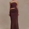 Jasiel Strapless Knit Maxi Dress – Chocolate