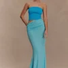 Jasiel Strapless Knit Maxi Dress – Cyan Blue