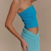Jasiel Strapless Knit Maxi Dress – Cyan Blue