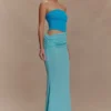 Jasiel Strapless Knit Maxi Dress – Cyan Blue