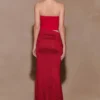 Jasiel Strapless Knit Maxi Dress – Red