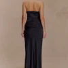 Jasmine Strapless Satin Maxi Dress – Black