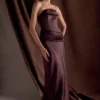 Jasmine Strapless Satin Maxi Dress – Dark Chocolate