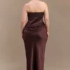 Jasmine Strapless Satin Maxi Dress – Dark Chocolate