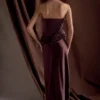 Jasmine Strapless Satin Maxi Dress – Dark Chocolate