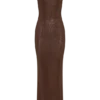 Jasmyn Hot Fix Maxi Dress With Mesh Back – Chocolate