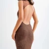 Jasmyn Hot Fix Maxi Dress With Mesh Back – Chocolate