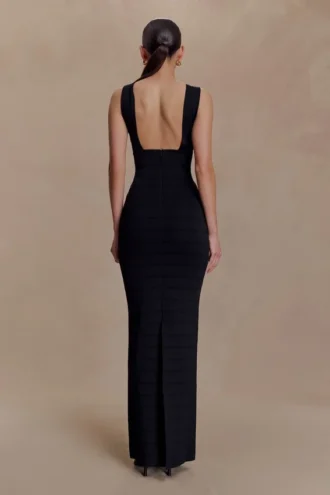 Jaylen Bandage Knit Maxi Dress – Black