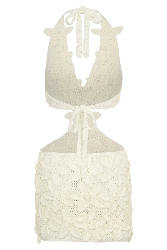 Jaylene Floral Crochet Mini Dress – White Jaylene Floral Crochet Mini Dress – White