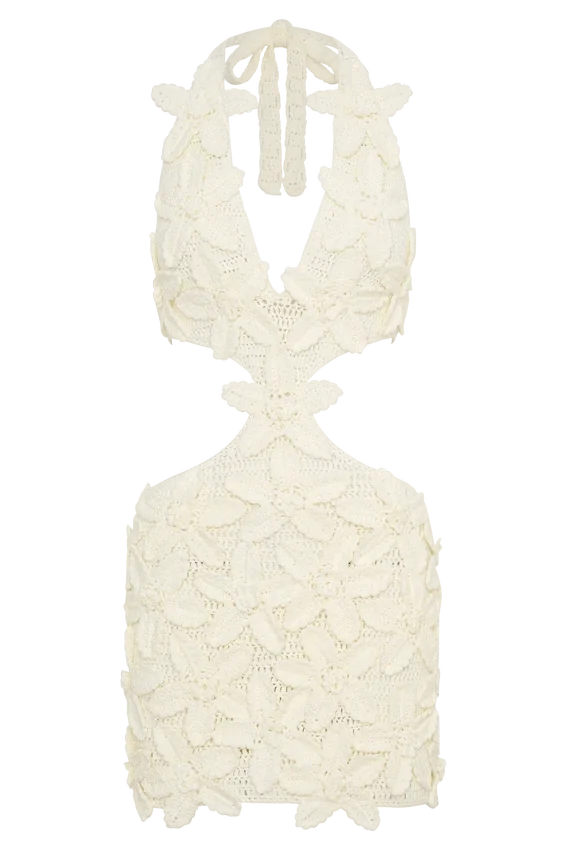 Jaylene Floral Crochet Mini Dress – White Jaylene Floral Crochet Mini Dress – White