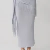 Jaytee Knit Maxi Skirt With Fringe Tie – Sky Blue