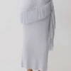 Jaytee Knit Maxi Skirt With Fringe Tie – Sky Blue