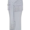 Jaytee Knit Maxi Skirt With Fringe Tie – Sky Blue