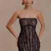 Jeannette Panelled Lace Mini Dress – Black
