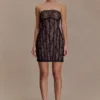 Jeannette Panelled Lace Mini Dress – Black