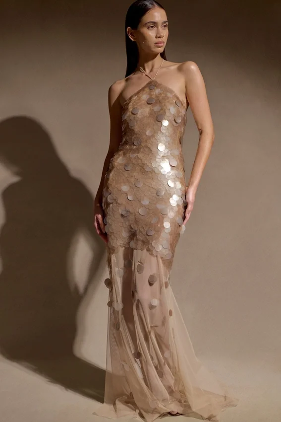 Jenny Hand Embellished Maxi Dress – Gold Jenny Hand Embellished Maxi Dress – Gold