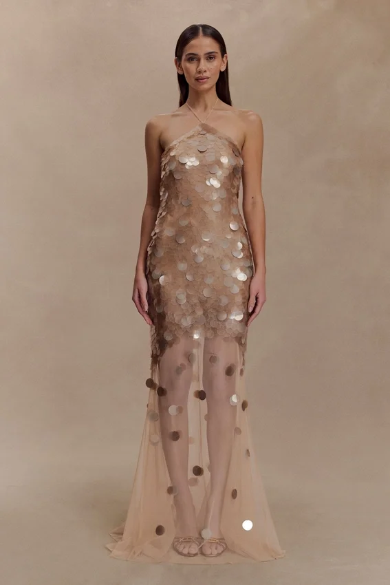 Jenny Hand Embellished Maxi Dress – Gold Jenny Hand Embellished Maxi Dress – Gold