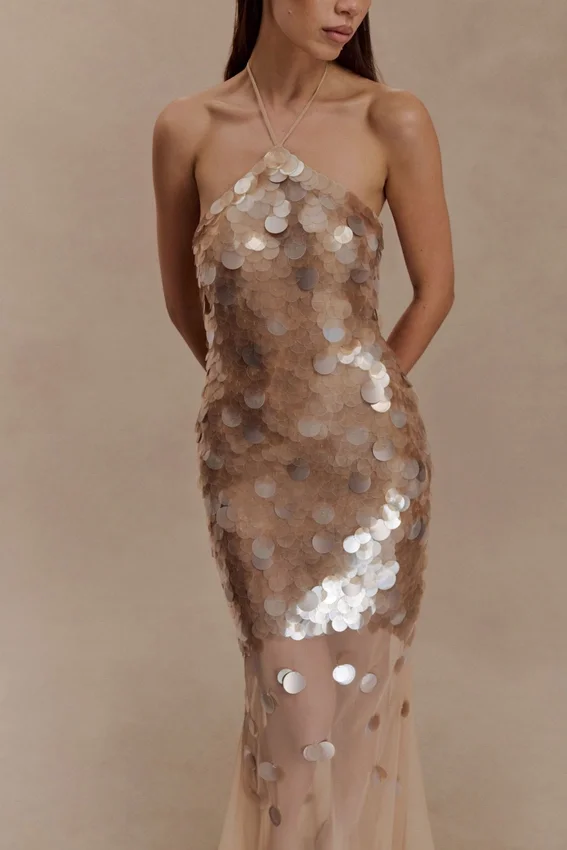 Jenny Hand Embellished Maxi Dress – Gold Jenny Hand Embellished Maxi Dress – Gold