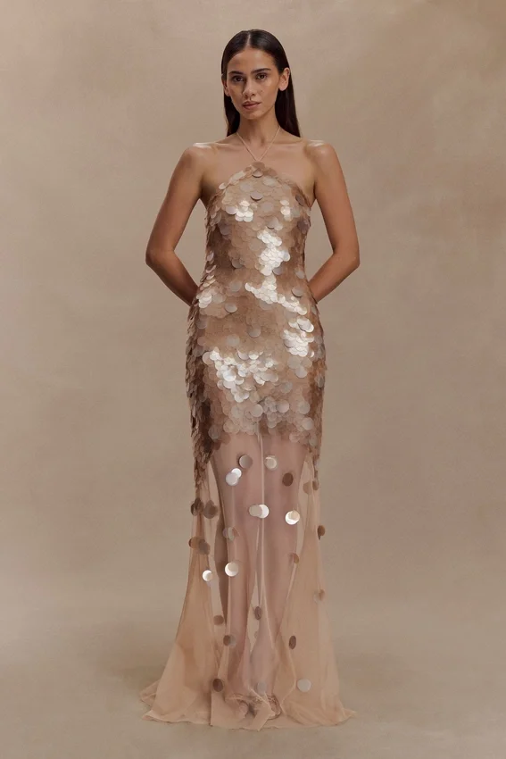 Jenny Hand Embellished Maxi Dress – Gold Jenny Hand Embellished Maxi Dress – Gold