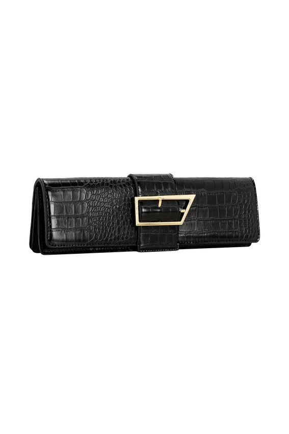 Jessica Faux Leather Crocodile Clutch – Black Jessica Faux Leather Crocodile Clutch – Black