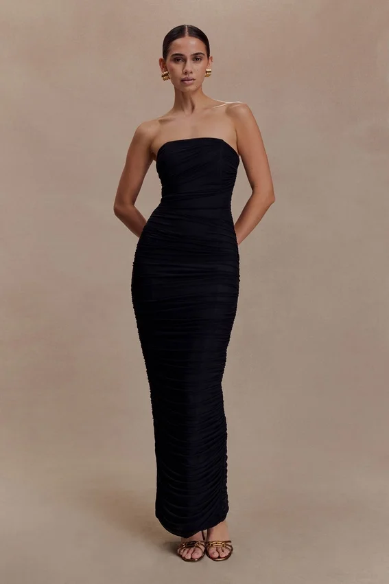 Jianna Strapless Mesh Maxi Dress – Black Jianna Strapless Mesh Maxi Dress – Black