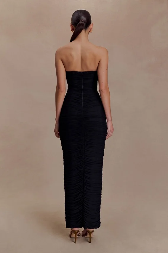 Jianna Strapless Mesh Maxi Dress – Black Jianna Strapless Mesh Maxi Dress – Black