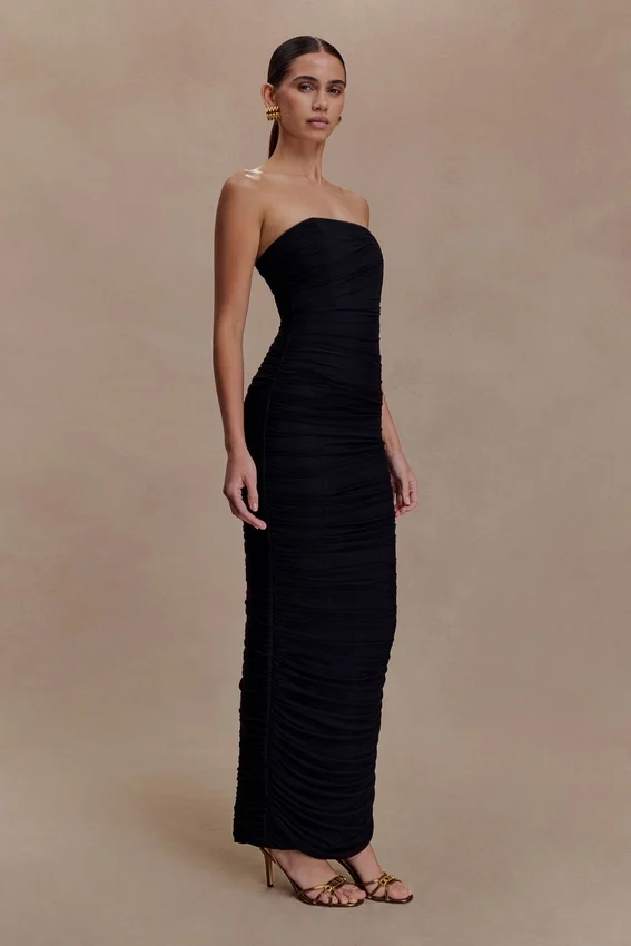 Jianna Strapless Mesh Maxi Dress – Black Jianna Strapless Mesh Maxi Dress – Black