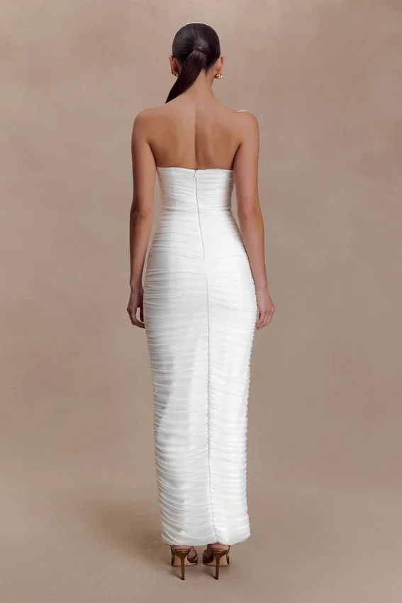 Jianna Strapless Mesh Maxi Dress – Ivory Jianna Strapless Mesh Maxi Dress – Ivory