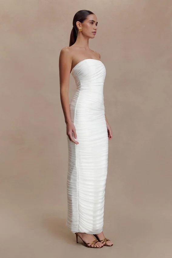 Jianna Strapless Mesh Maxi Dress – Ivory Jianna Strapless Mesh Maxi Dress – Ivory