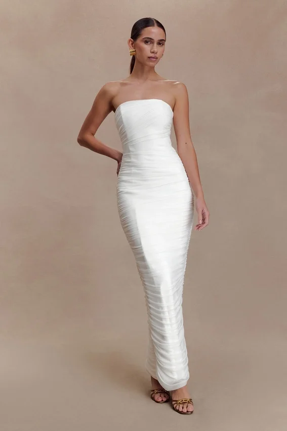 Jianna Strapless Mesh Maxi Dress – Ivory Jianna Strapless Mesh Maxi Dress – Ivory