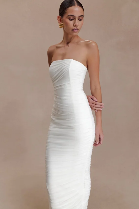 Jianna Strapless Mesh Maxi Dress – Ivory Jianna Strapless Mesh Maxi Dress – Ivory