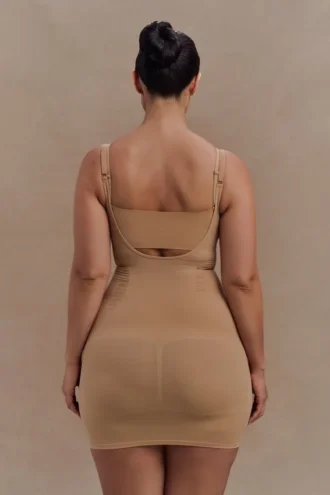 Jocelyn Backless Shapewear Mini Dress – Beige