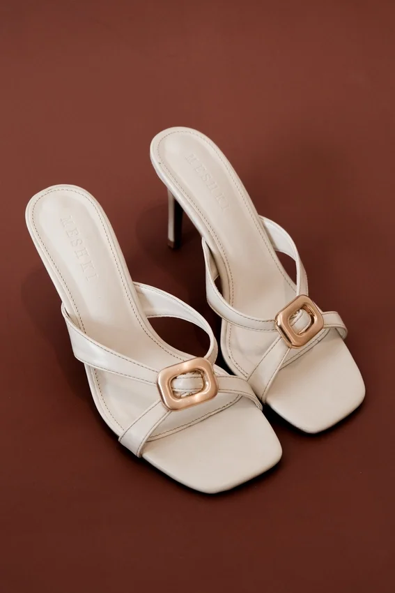 Jodie High Heel With Hardware – Ivory Jodie High Heel With Hardware – Ivory
