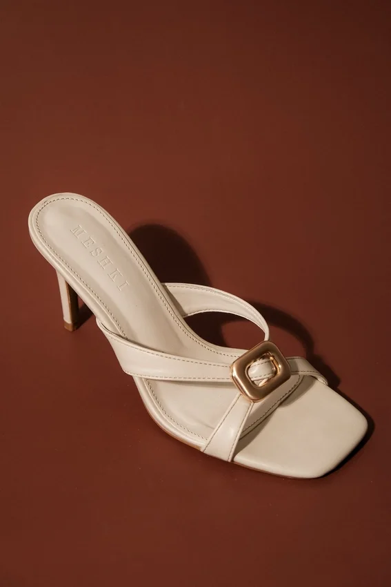 Jodie High Heel With Hardware – Ivory Jodie High Heel With Hardware – Ivory