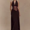 Jonna Chiffon And Mesh Maxi Dress – Dark Chocolate Jonna Chiffon And Mesh Maxi Dress – Dark Chocolate