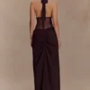 Jonna Chiffon And Mesh Maxi Dress – Dark Chocolate Jonna Chiffon And Mesh Maxi Dress – Dark Chocolate