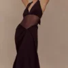 Jonna Chiffon And Mesh Maxi Dress – Dark Chocolate Jonna Chiffon And Mesh Maxi Dress – Dark Chocolate