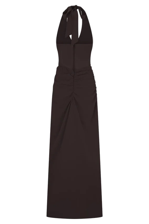 Jonna Chiffon And Mesh Maxi Dress – Dark Chocolate Jonna Chiffon And Mesh Maxi Dress – Dark Chocolate
