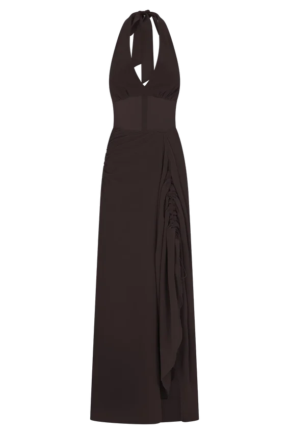 Jonna Chiffon And Mesh Maxi Dress – Dark Chocolate Jonna Chiffon And Mesh Maxi Dress – Dark Chocolate