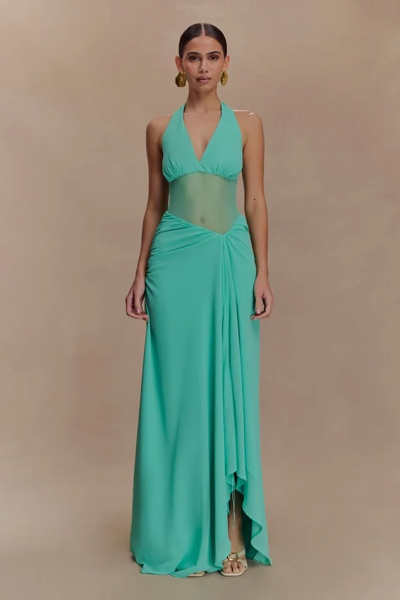 Jonna Chiffon And Mesh Maxi Dress – Lagoon Jonna Chiffon And Mesh Maxi Dress – Lagoon