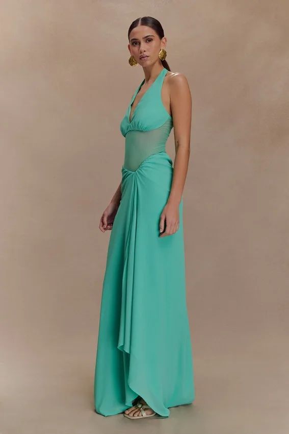 Jonna Chiffon And Mesh Maxi Dress – Lagoon Jonna Chiffon And Mesh Maxi Dress – Lagoon