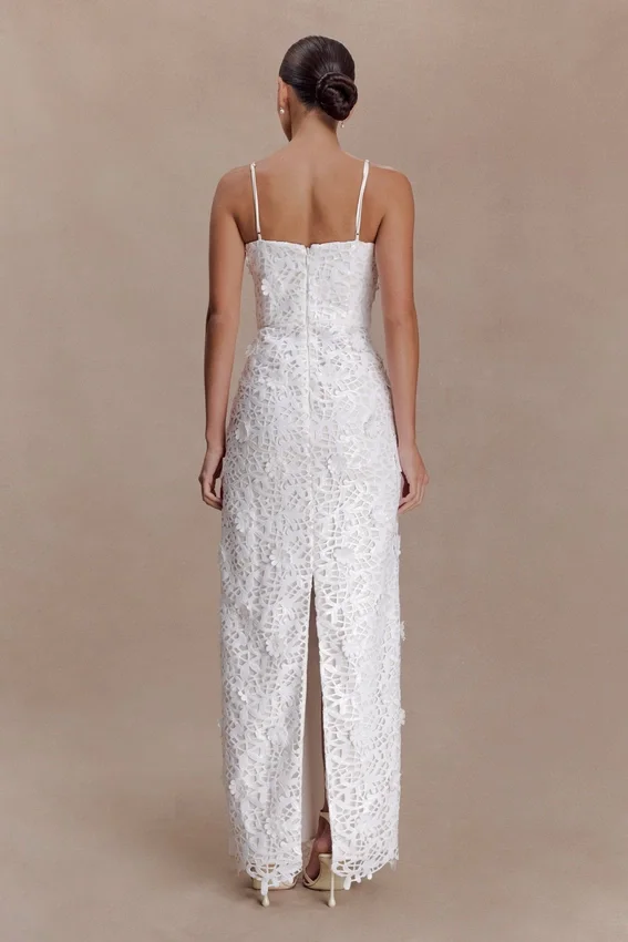 Josefa Sequin Lace Maxi Dress – White Josefa Sequin Lace Maxi Dress – White